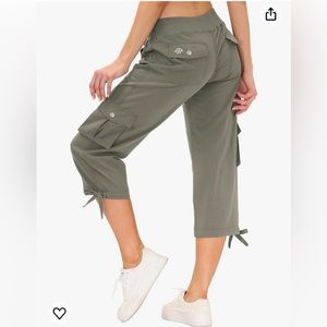 MoFiz Women's Size 3X Lightweight Cargo Pants Outdoor Quick Dry in grey/green